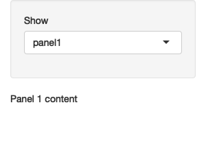 Selecting panel1 (left), then panel2 (middle), then panel3 (right). See live at <https://hadley.shinyapps.io/ms-dynamic-panels>.