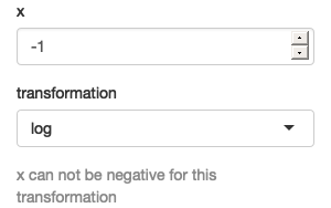 If the inputs are valid, the output shows the transformation. If the combination of inputs is invalid, then the output is replaced with an informative message.